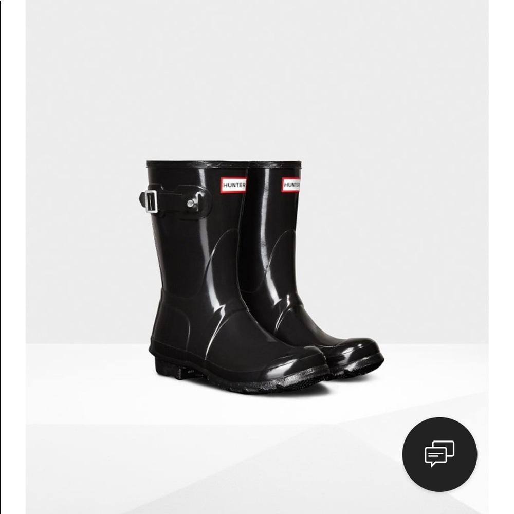 Hunter women’s short black gloss rain boot sz:11